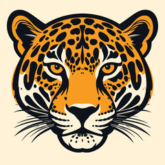 Close-up of a jaguar's head, stylized illustration
