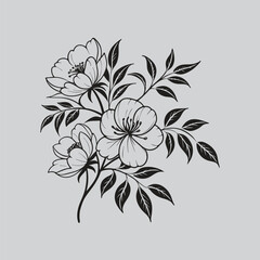 Black and White Botanical Floral Vector