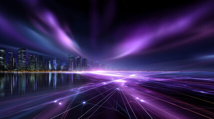 Neon Night City Scene with Digital Interface Elements