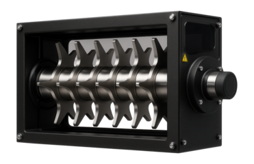 Star screen with rotating star-shaped elements for biomass processing in a renewable energy plant.