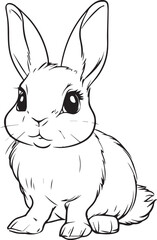 Coloring for kids, little rabbit, vector.