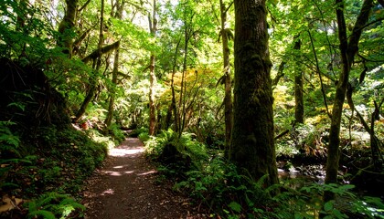 Fototapeta premium Sun-dappled forest path