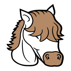 Horse Cute Long Bob Cut Hair Happy Smile Drawing