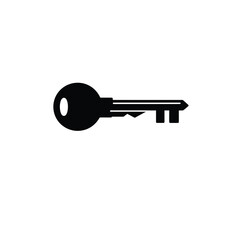 Black boat ignition key silhouette vector