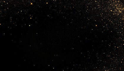 Golden particles on black background, magical