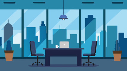 Executive penthouse office with panoramic skyline