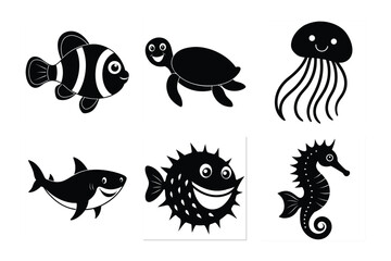 vector set of sea animals