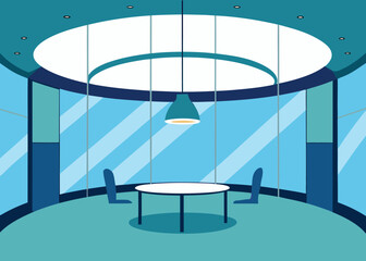 Executive space with curved glass ceiling