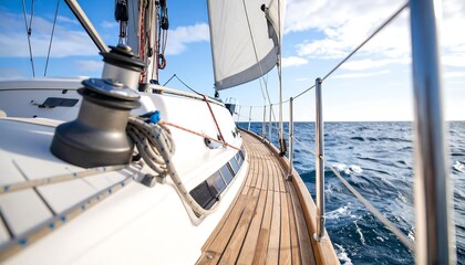 Obraz premium Sailing yacht deck on a sunny day