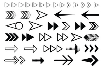 Obraz premium Black and White Arrow Icon Set – Vector Direction Symbols