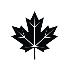 Obraz premium Silhouette of maple leaf on white background.