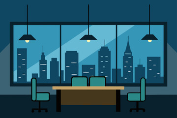 Sleek Executive Suite With Panoramic City Lights