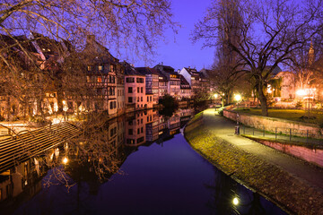 Petite France area of Strasbourg at dusk