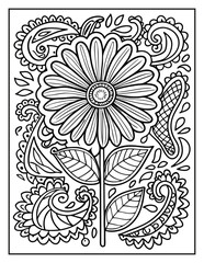 Flower Pattern Coloring Page – Flower Mandala Pattern Coloring Page – Mandala Coloring Page with Beautiful Intricate Floral Designs, Detailed Line Art for Relaxation, Stress Relief, and Mindfulness