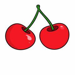 Two stylized cherries