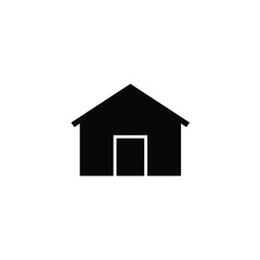Black house icon with door on white background home
