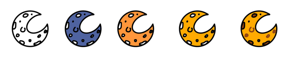 Moon-shaped cookies in various colors and designs for festive occasions  on transparent background 