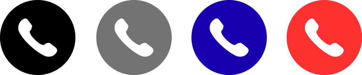 Colorful phone icons in black, gray, blue, and red design  