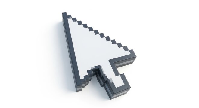 Pixelated computer mouse cursor arrow isolated on white background