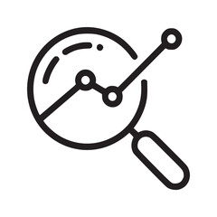 A magnifying glass over a line graph showing data analysis and business analytics in a simple design