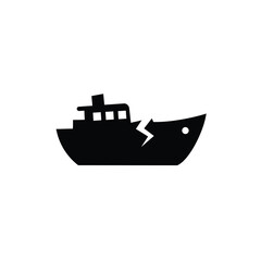 Black silhouette of a broken boat icon ship vessel