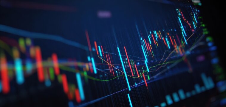 The digital representation of stock market trends and trading analysis.