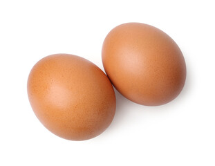 Two raw chicken eggs isolated on white