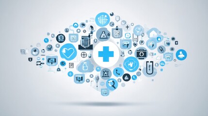 healthcare digital technology icons network