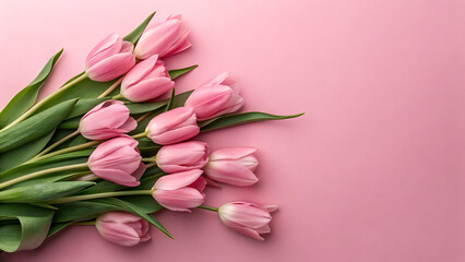 Obraz premium A beautiful bouquet of pink tulips creates a soft and romantic ambiance, perfect for celebrating love and special occasions
