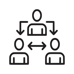 Illustration of a hierarchical structure with arrows showing communication and delegation of tasks and roles