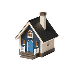Small house model isolated on transparent background - isometric 3d illustration