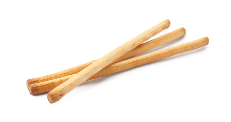 Three delicious grissini sticks isolated on white