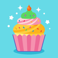birthday cupcake vector illustration