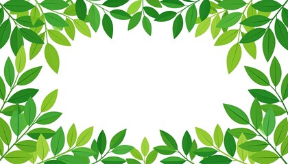 Obraz premium A refreshing frame made of green leaves, offering a blank space for your content. The leaves create a natural border with shades of green, with a white space inside
