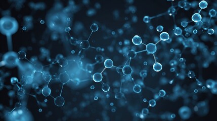 glowing blue molecules network science
