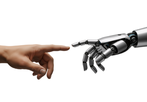 Professional businessman in a suit and glasses gesturing dynamically while speaking during a corporate presentation on a white background.