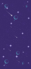 Starry night galaxy background with glowing nebula, stardust and shining milky way vector
