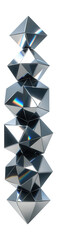 Stacked polyhedral modules with mirrored surfaces reflecting cascading light beams.