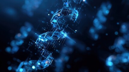 glowing blue digital blocks abstract