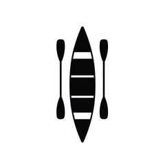 Black canoe with paddles icon boat watercraft