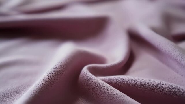 Close-up view of a draped, textured, mauve fabric.  Soft, subtle folds and a slightly rough surface create a dynamic visual