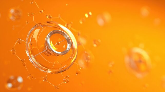 orange background abstract glass sphere