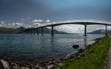 Bridge Andoybrua On Andoya Island From Risoyhamn To Dragnes On Lofotes In Norway