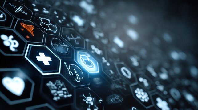 digital healthcare futuristic interface icons