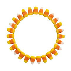 Obraz premium Circular arrangement of candy corn isolated on transparent background