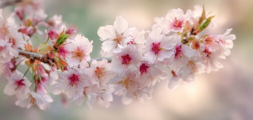 Obraz premium The beautiful cherry blossoms in soft pink hues for springtime serenity.