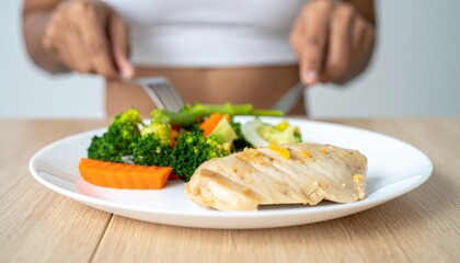 A person is about to eat a healthy and balanced plate of food