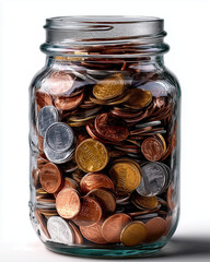 glass jar with coins