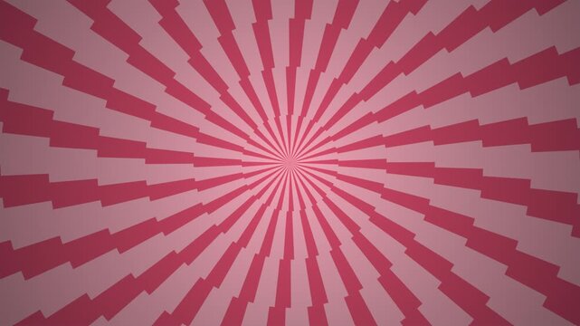 Rotating Red Stripes on Pink with Concentric Circles. Seamless loop, dynamic circular distortion, ideal for motion graphics, textures and backgrounds
