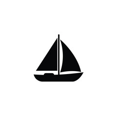 Black sailboat silhouette on white background sailing